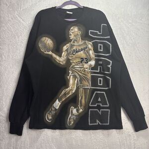 Michael Jordan Ocean Bay Artwear T-Shirt Mens XL Chicago Bulls Black Long Sleeve